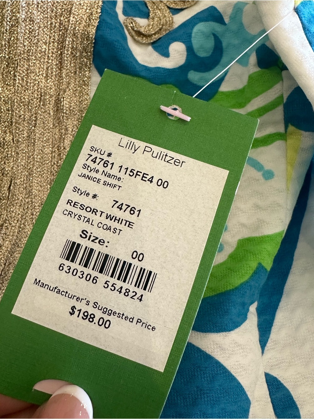 Lilly Pulitzer NWT Janice Resort White Crystal Cost Shift Gold Soutache Dress 00 - Picture 8 of 12